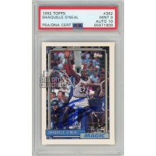 Shaquille O'Neal 1992-93 Topps Autograph Rookie Card #362 PSA 9 PSA/DNA 10 (909)