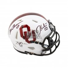 Billy Sims Steve Owens Jason White Autographed Oklahoma Mini Football Helmet - BAS COA