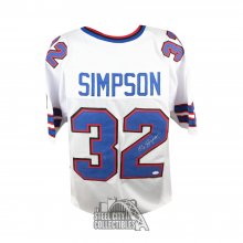 OJ Simpson Autographed Buffalo Custom White Football Jersey - JSA COA (Silver Ink)