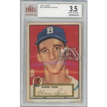 Warren Spahn 1952 Topps Card #33 BVG 3.5 Very Good+ (230)