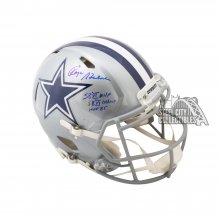 Roger Staubach Inscriptions Autographed Cowboys Speed Authentic Full-Size Helmet - BAS COA