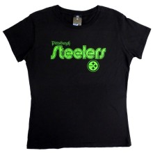 Pittsburgh Steelers NFL Women's Irish Shamrocks Black T-Shirt