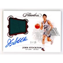 John Stockton 2018-19 Panini Flawless Autograph Patch Card #PA-JSK 13/15
