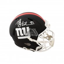Michael Strahan Autographed New York Giants Flat Black Replica Full-Size Football Helmet - BAS