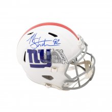 Michael Strahan Autographed Giants Flat White Replica Full-Size Football Helmet - BAS COA