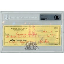 Hank Stram Autographed Check - BGS 10