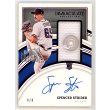 Spencer Strider 2022 Panini Immaculate Autograph Button Patch Rookie Card 8/8