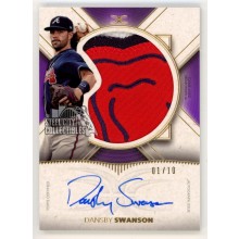 Dansby Swanson 2021 Topps Definitive Purple Logo Patch Autograph Card 01/10