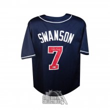 Dansby Swanson Autographed Atlanta Navy Custom Baseball Jersey - BAS