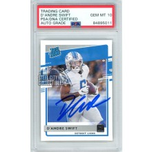 D'Andre Swift 2020 Panini Donruss Autograph Rookie Card #309 PSA/DNA 10