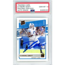 D'Andre Swift 2020 Panini Donruss Canvas Autograph Rookie Card #309 PSA/DNA 10