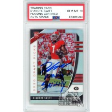 D'Andre Swift 2020 Panini Prizm Draft Silver "Moving Swiftly" Autograph Rookie Card #120 PSA/DNA 10