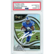 D'Andre Swift 2020 Panini Select Silver Autograph Rookie Card #351 PSA/DNA (White)