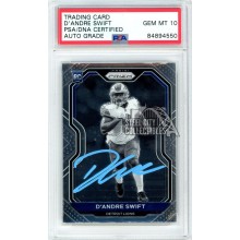 D'Andre Swift 2020 Panini Prizm Black White Autograph Rookie Card #358 PSA/DNA 10 (Light Blue)