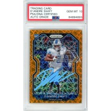 D'Andre Swift 2020 Panini Prizm Orange Lazer Autograph Rookie Card #358 PSA/DNA 10 (Light Blue)