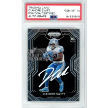D'Andre Swift 2020 Panini Prizm Black Autograph Rookie Card #PB-8 PSA/DNA 10 (White)