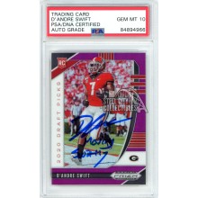 D'Andre Swift 2020 Panini Prizm Draft Purple "Moving Swiftly" Autograph Rookie Card #120 PSA/DNA 10