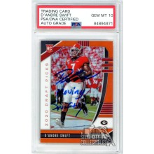 D'Andre Swift 2020 Panini Prizm Draft Orange "Moving Swiftly" Autograph Rookie Card #120 PSA/DNA 10