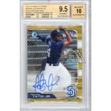 Fernando Tatis 2019 Bowman Chrome Gold Autograph Rookie Card 38/50 BGS 9.5 CRACKED