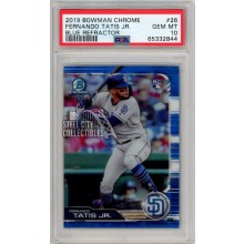 Fernando Tatis Jr 2019 Bowman Chrome Blue Refractor Rookie Card 3/150 PSA 10 Gem Mint