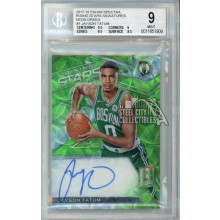 Jayson Tatum 2017-18 Panini Spectra Neon Green Autograph Rookie Card /35 #1 BGS 9