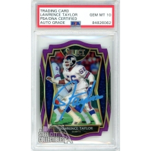 Lawrence Taylor 2020 Panini Select Premier Level Die-Cut Purple Autograph Card #110 PSA/DNA 10 (Light Blue)