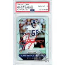 Lawrence Taylor 2015 Panini Prizm Silver Autograph Card #56 PSA/DNA 10 (Red)