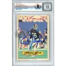 Lawrence Taylor 1983 Topps Sticker Autograph Card #28 BAS 10