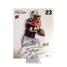 Jonathan Taylor Autographed Wisconsin Badgers 8x10 Photo - BAS COA (Name and Number on Top Corners)