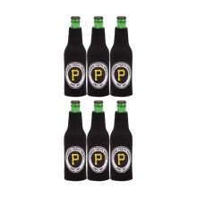 Pittsburgh Pirates MLB Black Zippered 12oz. Bottle Koozie Cooler 6ct Lot