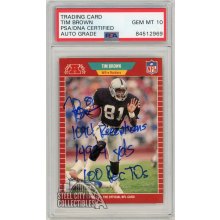 Tim Brown 1989 Pro Set Triple Inscription Stats Autographed Card #183 - PSA/DNA 10