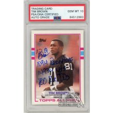 Tim Brown 1989 Topps Triple Inscription Stats Autographed Card #265 - PSA/DNA 10
