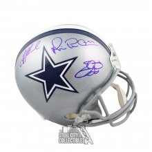 Dallas Cowboys Triplets Autographed Full-Size Football Helmet - BAS COA