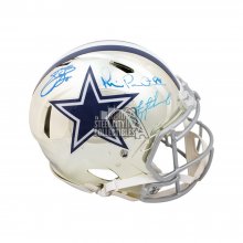 Dallas Cowboys Triplets Autographed Chrome Proline Full-Size Football Helmet - BAS COA