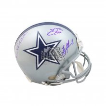 Dallas Cowboys Triplets Autographed Proline Full-Size Football Helmet - BAS COA