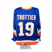 Bryan Trottier HOF Autographed New York Blue Custom Hockey Jersey - JSA COA