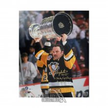 Bryan Trottier Stats Autographed Pittsburgh Penguins 16x20 Photo BAS (3 Inscrip)