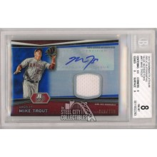 Mike Trout 2012 Bowman Platinum Blue Autograph Jersey Card #AR-MT 181/199 BGS 8