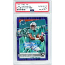 Tua Tagovailoa 2020 Panini Donruss Optic Purple Velocity Autograph Rookie Card #152 PSA/DNA (Light Blue)