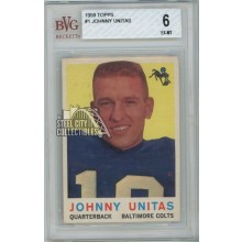 Johnny Unitas 1959 Topps Card #1 BVG 6 EX-MT