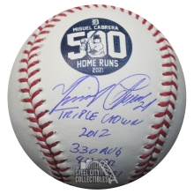 Miguel Cabrera Autographed OML 500 HR Baseball W/ 2012 Triple Crown Inscriptions- JSA WA220005