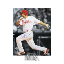 Shane Victorino "08 WS Champs" Autographed Phillies 16x20 Photo (B&W) - BAS COA