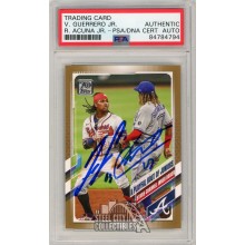 Ronald Acuna Jr Vladimir Guerrero Jr 2021 Topps Gold /2021 Autograph Card #61 PSA/DNA
