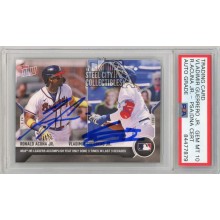 Ronald Acuna Vladimir Guerrero Jr 2021 Topps Now Autograph Card #267- PSA/DNA 10