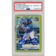 Vladimir Guerrero Jr 2019 Panini Donruss Optic Lime Green Rookie Autograph Card PSA/DNA 10