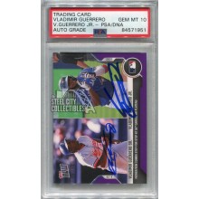 Vladimir Guerrero Jr & Sr 2021 Topps Now Dual Autograph PURPLE 14/25 PSA/DNA 10