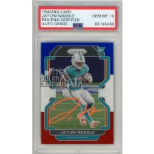 Jaylen Waddle 2021 Panini Prizm Red White Blue Autograph Rookie Card #338 PSA/DNA 10 (Orange)