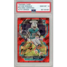 Jaylen Waddle 2021 Panini Prizm Red Ice Autograph Rookie Card #338 PSA/DNA 10 (Orange)
