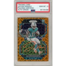 Jaylen Waddle 2021 Panini Prizm Lazer Autograph Rookie Card #338 PSA/DNA 10 (Orange)