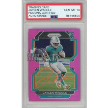Jaylen Waddle 2021 Panini Prizm Pink Autograph Rookie Card #338 PSA/DNA 10 (Orange)